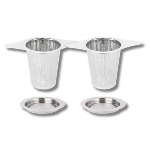 Lot de 2 Filtres à Thé en Acier Inoxydable (avec 2 Supports Soucoupes)