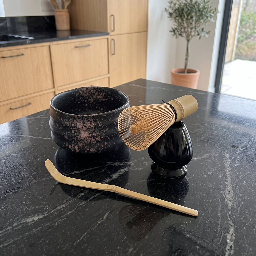 Schwarzes Matcha-Set 4-teilig