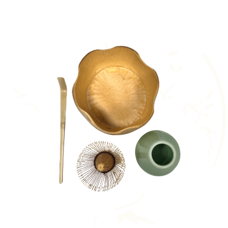 Kit Matcha Traditionnel 4 Pièces (Bol, Fouet Chasen, Cuillère Chashaku & Support)