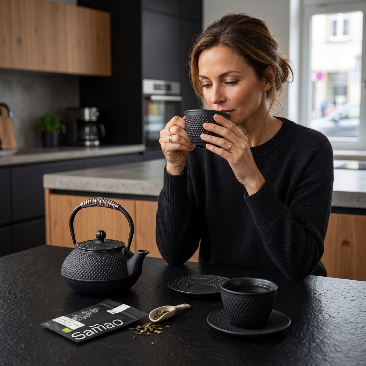 Gusseiserne Becher – Set mit 2 eleganten Teebechern