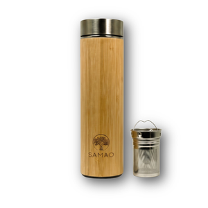 Thermos Isotherme en Bambou & Inox Samao 400 ml (avec Infuseur Intégré)